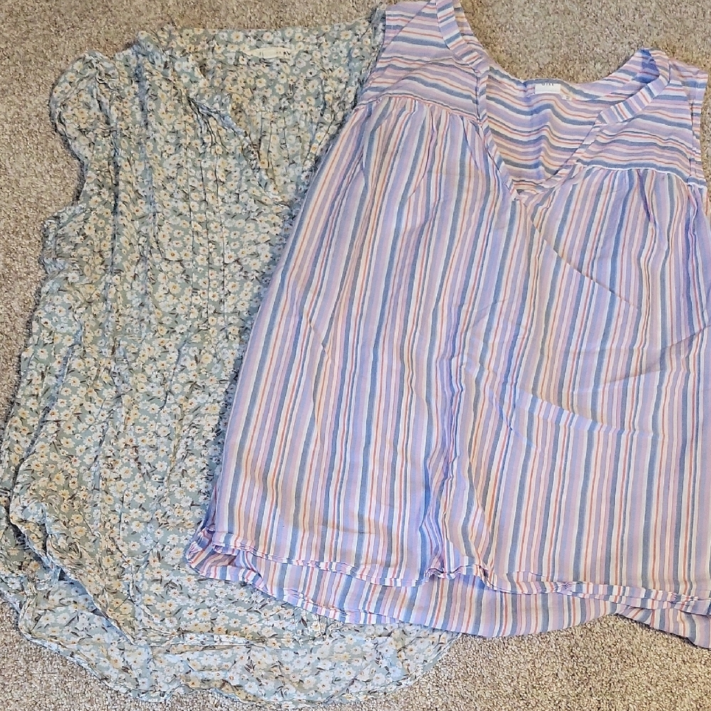 Bundle Of Floral and Striped Sleeveless Blouses